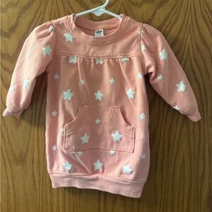 Old Navy Baby Pink Star Sweatshirt Dress 12–18 Months
